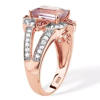 2.93 TCW Genuine Amethyst 18k Rose Gold-Plated Sterling Silver Ring