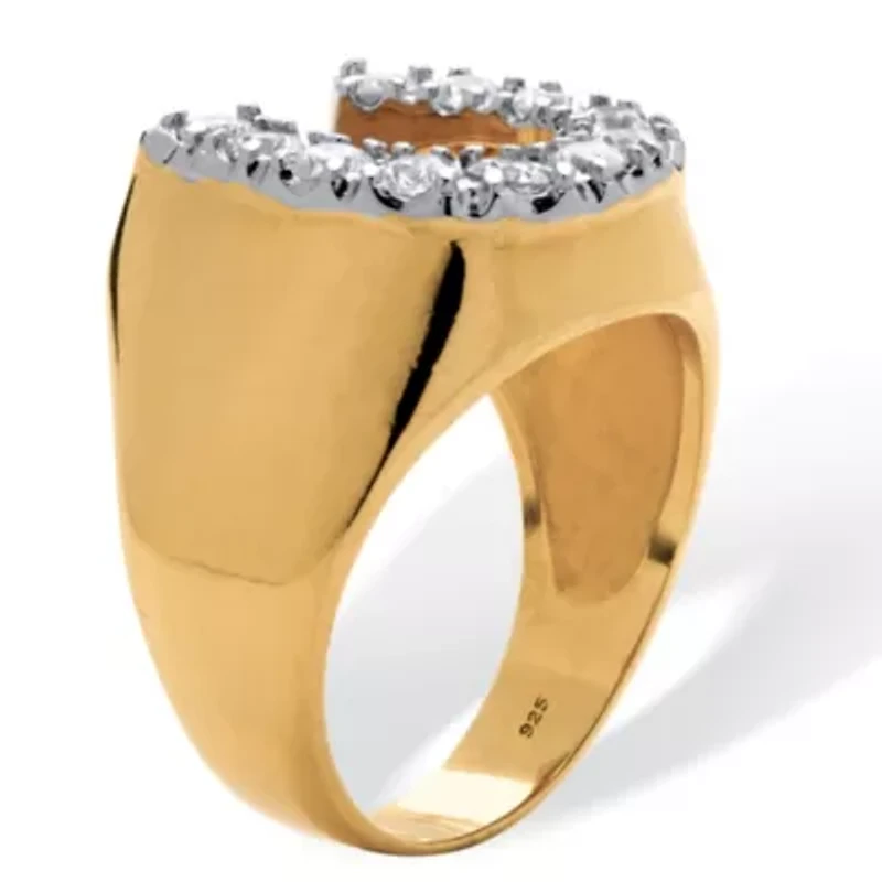 Men's 1.10 TCW Cubic Zirconia Horseshoe Ring Gold-Plated Sterling Silver