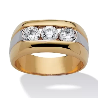 Men's 1.50 TCW Round Cubic Zirconia Two-Tone Ring Yellow Gold-Plated