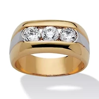 Men's 1.50 TCW Round Cubic Zirconia Two-Tone Ring Yellow Gold-Plated