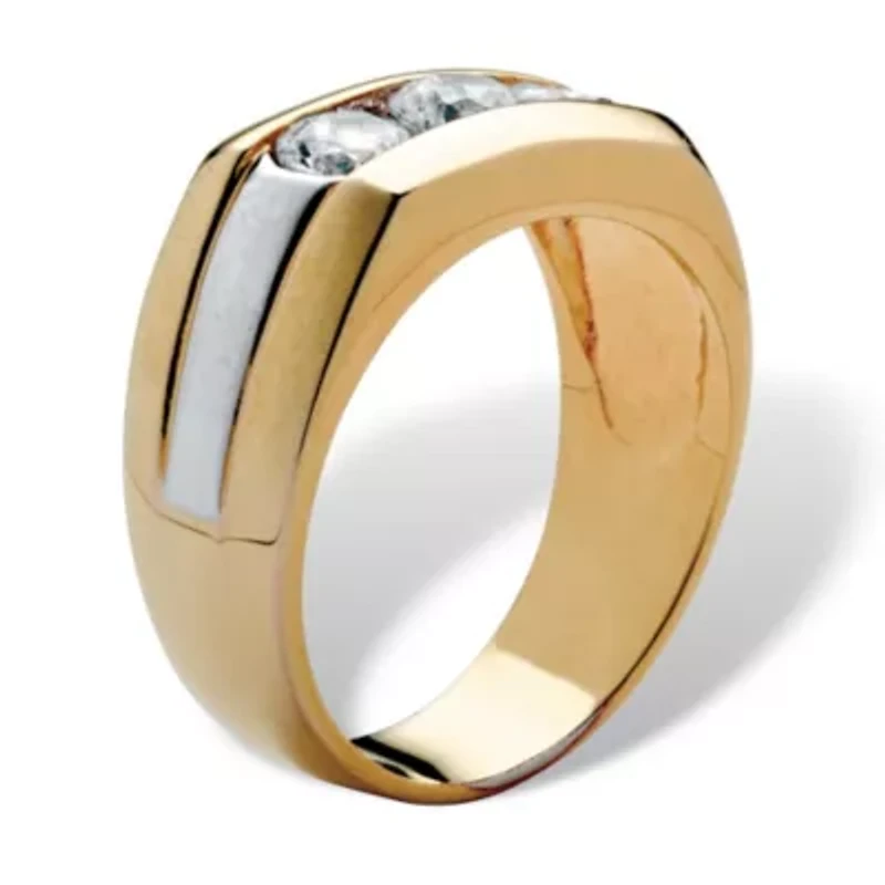 Men's 1.50 TCW Round Cubic Zirconia Two-Tone Ring Yellow Gold-Plated