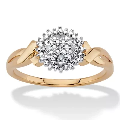 Diamond Accent Round Two-Tone Gold-Plated Cluster Ring
