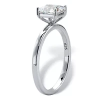 Lab Created 1.16 Cttw. Princess-Cut Platinum-Plated Silver White Sapphire Engagement Ring