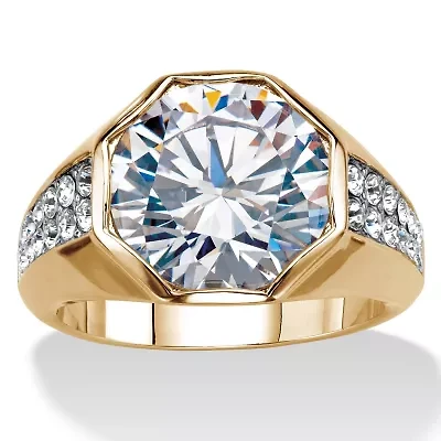 Men's 6 TCW Round Cubic Zircona Octagon Ring Gold-Plated