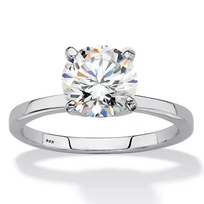 Lab Created 1.85 Cttw. White Sapphire Platinum-plated Silver Engagement Ring