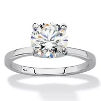 Lab Created 1.85 Cttw. White Sapphire Platinum-plated Silver Engagement Ring