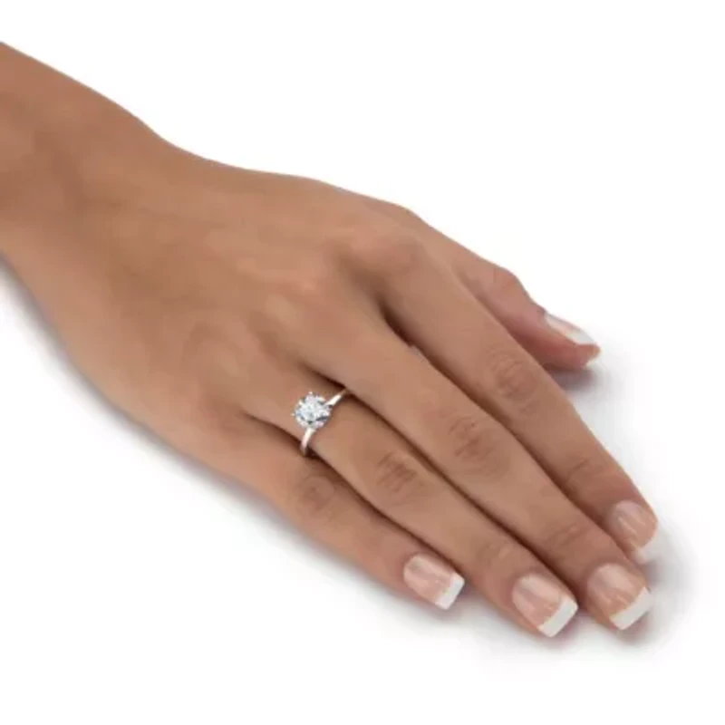 Lab Created 1.85 Cttw. White Sapphire Platinum-plated Silver Engagement Ring