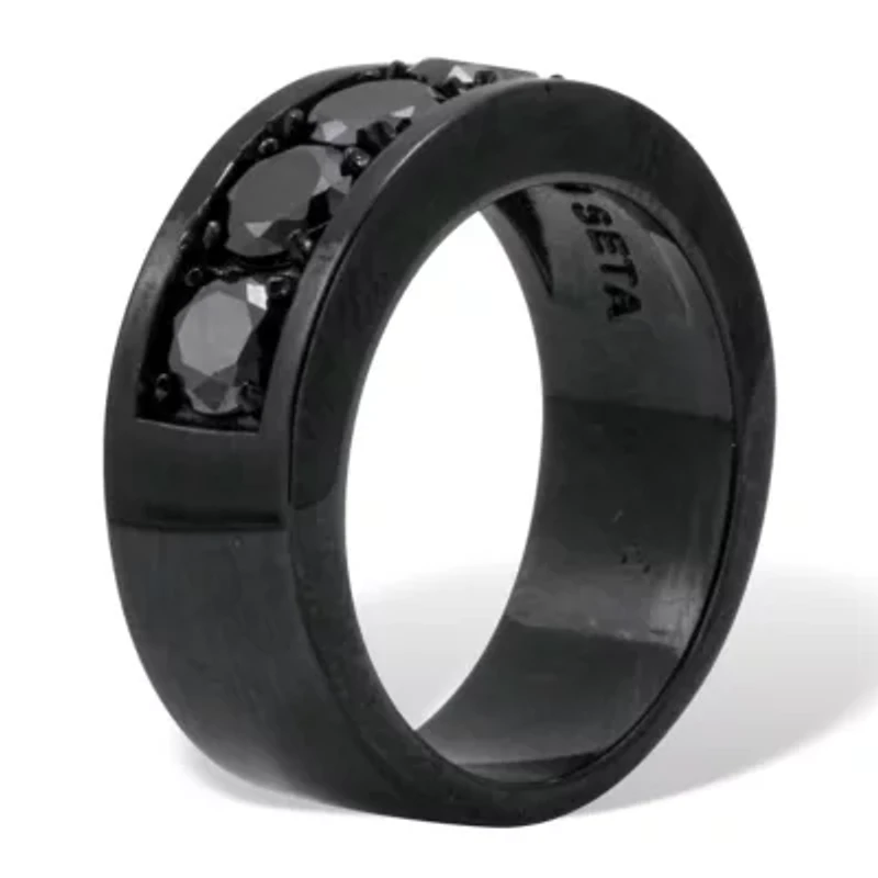 1.75 TCW Men's Round Black Cubic Zirconia Stainless Steel Ring