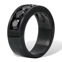 1.75 TCW Men's Round Black Cubic Zirconia Stainless Steel Ring