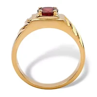Men's 1.40 TCW Round Genuine Red Garnet 14k Gold-plated Sterling Silver Ring