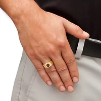 Men's 1.40 TCW Round Genuine Red Garnet 14k Gold-plated Sterling Silver Ring