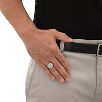 Men's 4.55 Cttw. Round Cubic Zirconia Platinum-Plated Geometric Cluster Ring