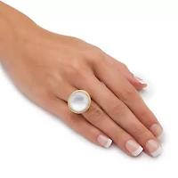 .27 TCW Genuine Mother-Of-Pearl and CZ Gold-Plated Sterling Silver Halo Ring
