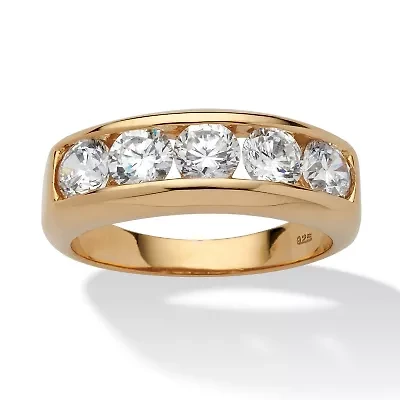 Men's 2.50 TCW CZ Wedding Band Gold-Plated Sterling Silver