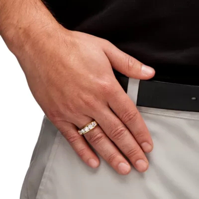 Men's 2.50 TCW CZ Wedding Band Gold-Plated Sterling Silver