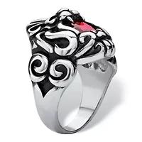 Men's 2.65 TCW Red CZ Antiqued Stainless Steel Tribal Lion Ring