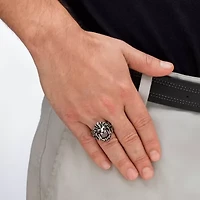 Men's 2.65 TCW Red CZ Antiqued Stainless Steel Tribal Lion Ring