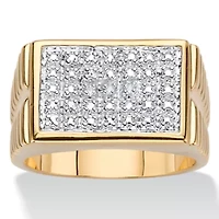 Men's Diamond Accent 18k Gold-Plated Two-Tone Watchband-Style Grid Ring