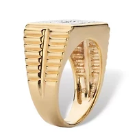 Men's Diamond Accent 18k Gold-Plated Two-Tone Watchband-Style Grid Ring