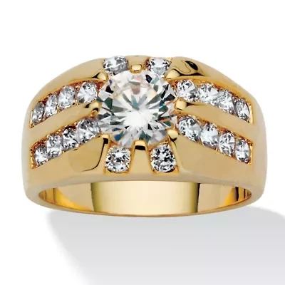 Men's 2.95 TCW Round Cubic Zirconia Ring Goldtone