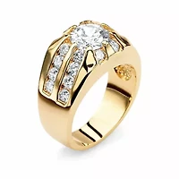 Men's 2.95 TCW Round Cubic Zirconia Ring Goldtone