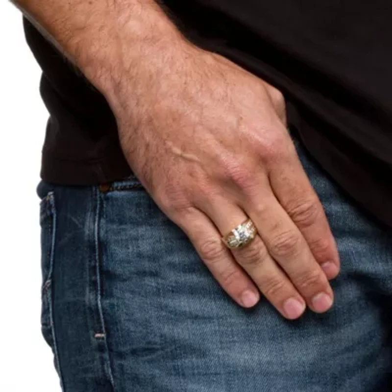 Men's 2.95 TCW Round Cubic Zirconia Ring Goldtone