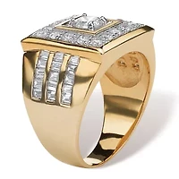 Men's 2.18 TCW Cubic Zirconia Square Ring Yellow Gold-Plated Sizes 8-16