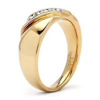 Men's .50 TCW Cubic Zirconia Diagonal Rng Gold-Plated Sterling Silver