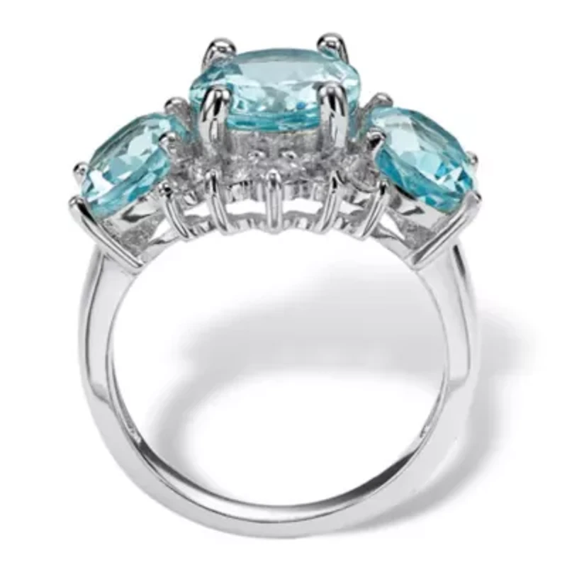 10.25 TCW Genuine Oval-Cut Blue Topaz Ring Platinum-plated Sterling Silver