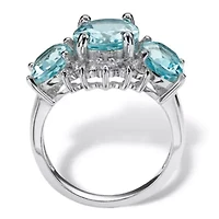 10.25 TCW Genuine Oval-Cut Blue Topaz Ring Platinum-plated Sterling Silver