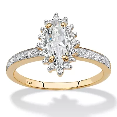 Lab Created 1.60 Cttw. 18k Gold-plated Silver White Sapphire Diamond Accent Halo Ring