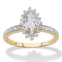 Lab Created 1.60 Cttw. 18k Gold-plated Silver White Sapphire Diamond Accent Halo Ring