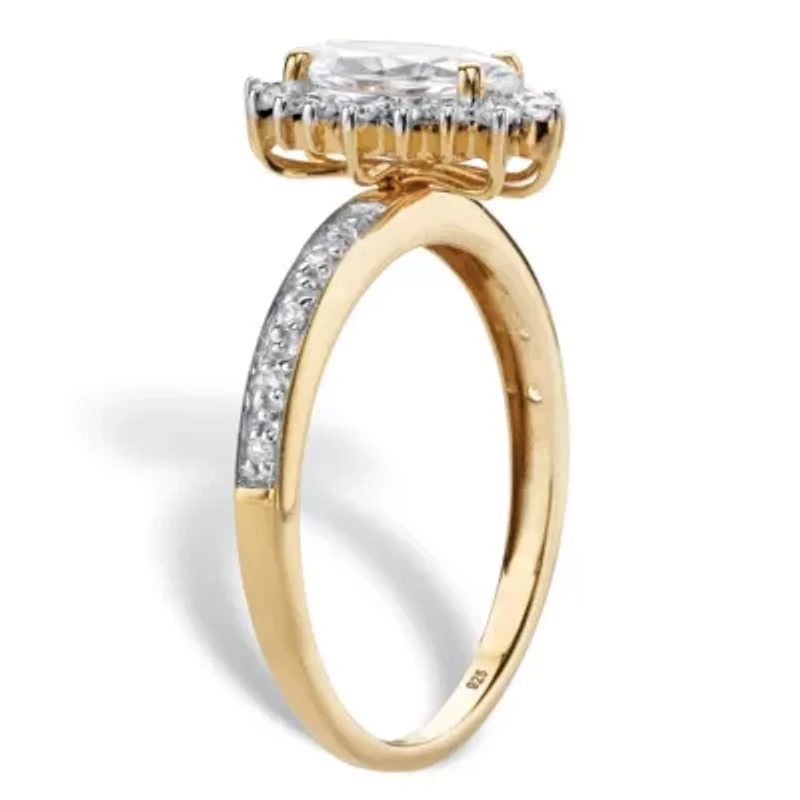 Lab Created 1.60 Cttw. 18k Gold-plated Silver White Sapphire Diamond Accent Halo Ring