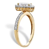 Lab Created 1.60 Cttw. 18k Gold-plated Silver White Sapphire Diamond Accent Halo Ring
