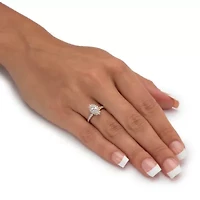 Lab Created 1.60 Cttw. 18k Gold-plated Silver White Sapphire Diamond Accent Halo Ring