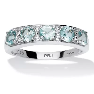 1.66 TCW Round Cut Genuine Blue Topaz Sterling Silver Ring