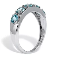 1.66 TCW Round Cut Genuine Blue Topaz Sterling Silver Ring