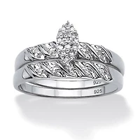 1/10 TCW Diamond Two-Piece Bridal Set Platinum-plated Sterling Silver
