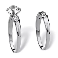 1/10 TCW Diamond Two-Piece Bridal Set Platinum-plated Sterling Silver