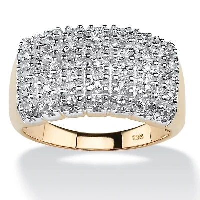 1/6 TCW Diamond Cluster Ring 18k Yellow Gold-plated Sterling Silver