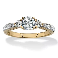 Lab Created 1.45 Cttw. 18k Gold-plated Sterling Silver White Sapphire Promise Ring
