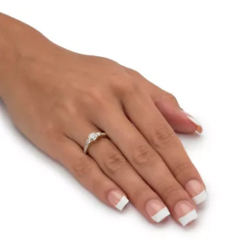 Lab Created 1.45 Cttw. 18k Gold-plated Sterling Silver White Sapphire Promise Ring