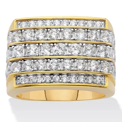 2.99 cttw. Men's Round Cubic Zirconia 14K Gold Plated Multi Row Step Top Ring