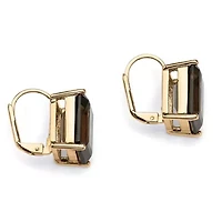 14.50 TCW Emerald-Cut Smoky Quartz Drop Earrings in Gold-Plated
