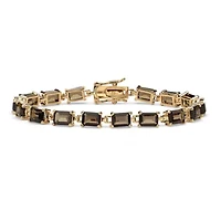 16 TCW Genuine Smoky Quartz Yellow Gold-Plated Tennis Bracelet 7.25"