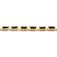 16 TCW Genuine Smoky Quartz Yellow Gold-Plated Tennis Bracelet 7.25"