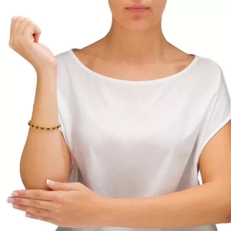 16 TCW Genuine Smoky Quartz Yellow Gold-Plated Tennis Bracelet 7.25"