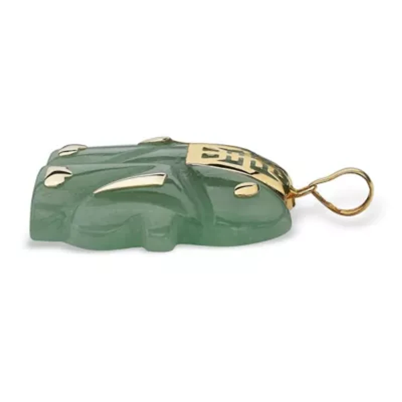 Genuine Jade 14k Gold Good Fortune Elephant Pendant
