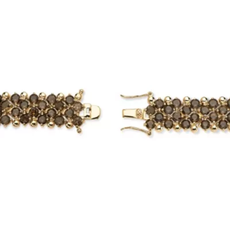20 TCW Smoky Quartz Tennis Bracelet in Yellow Gold-Plated 7.25"