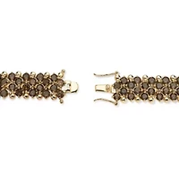 20 TCW Smoky Quartz Tennis Bracelet in Yellow Gold-Plated 7.25"
